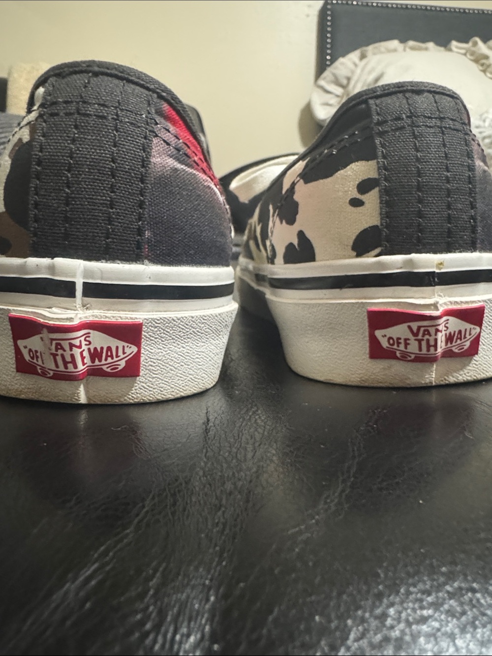 Vans Low Top Sneakers - Cow Print with Red and Tan Accents - Picture 3 of 3